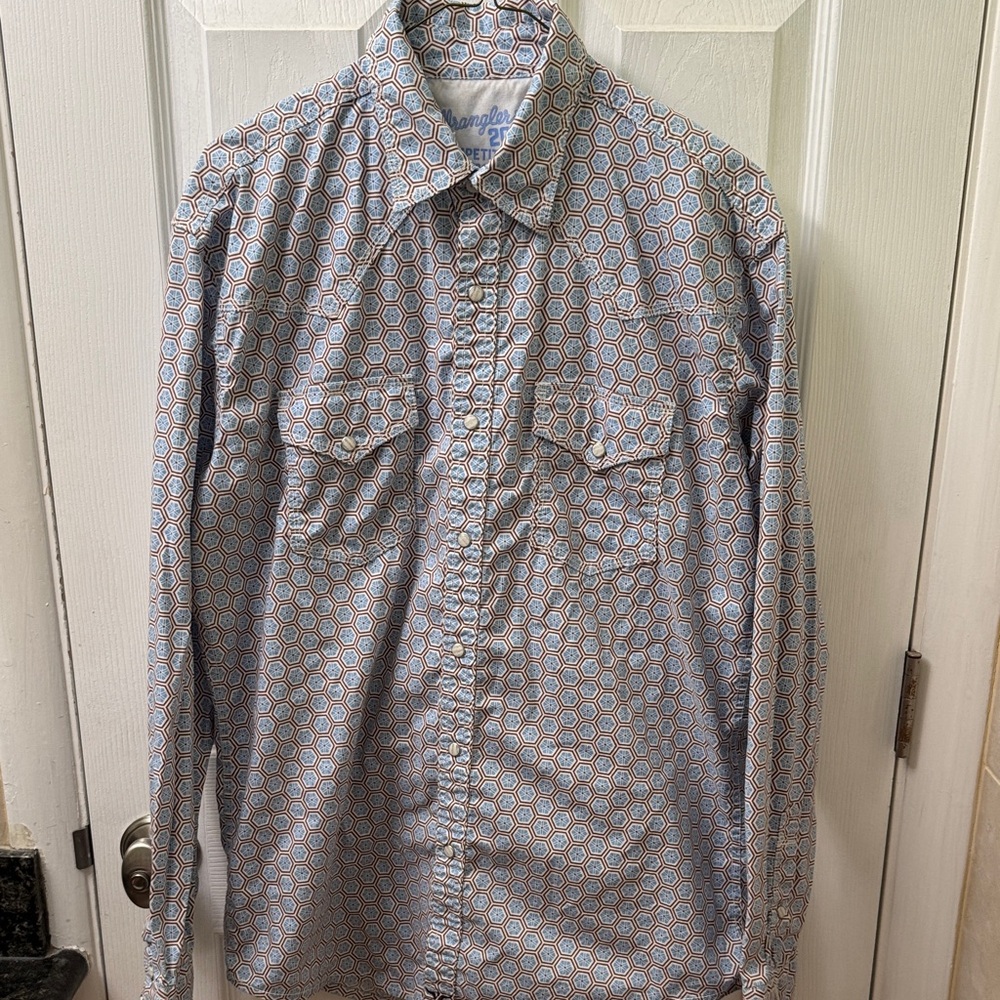 Wrangler Hexagon Patterned Shirt - Blue and Orange